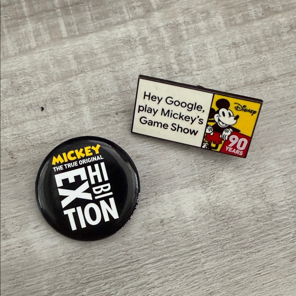 Disney “hey google play mickeys game show” pin and button